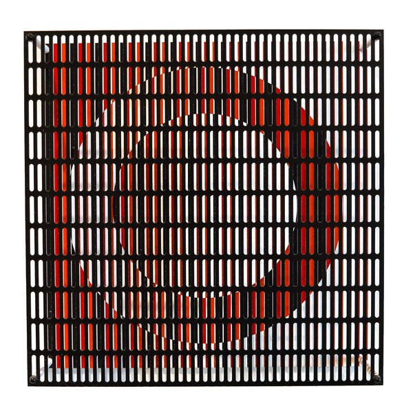 ANTONIO ASIS 2010 "Vibration Cercles Noir Orange Et Rouge" Op-Art Wall Sculpture