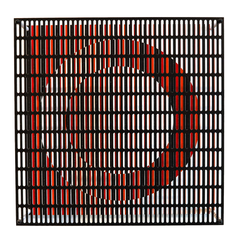 ANTONIO ASIS 2010 "Vibration Cercles Noir Orange Et Rouge" Op-Art Wall Sculpture