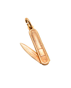 -American 1935 Dreco Retro Charm in the Shape of a POCKET KNIVE In 14Kt Yellow Gold