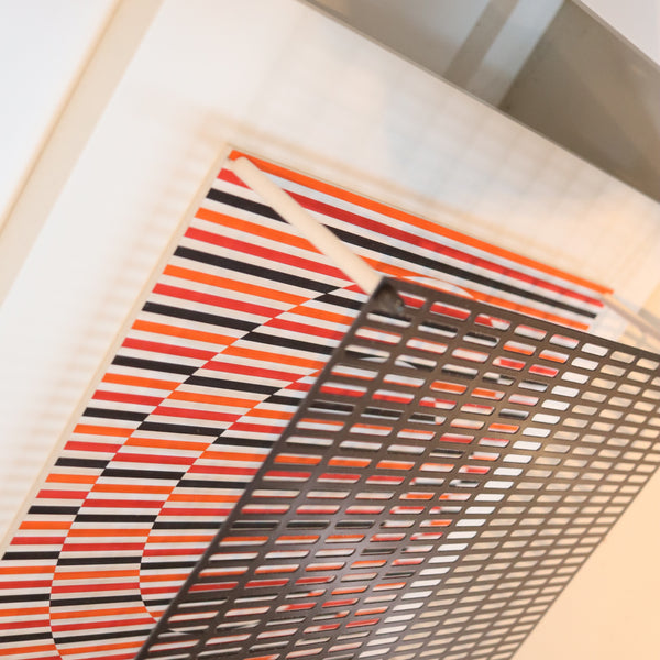 ANTONIO ASIS 2010 "Vibration Cercles Noir Orange Et Rouge" Op-Art Wall Sculpture