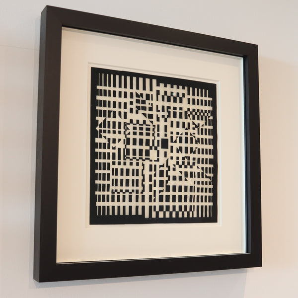 VICTOR VASARELY Paris 1960 Geometric Composition Ink on Rice Paper COA