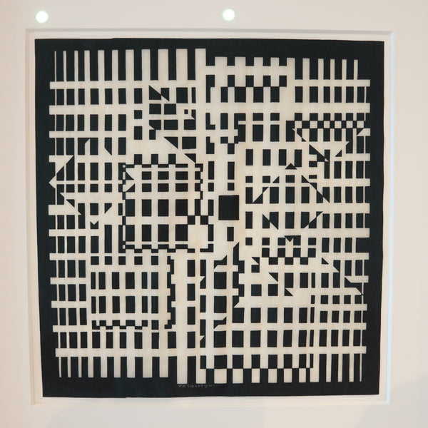 VICTOR VASARELY Paris 1960 Geometric Composition Ink on Rice Paper COA