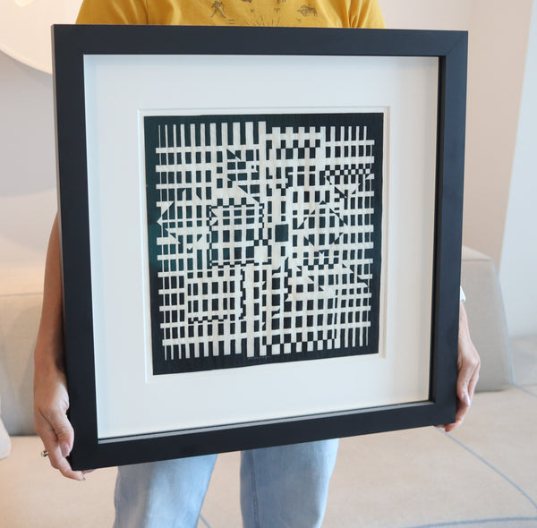 VICTOR VASARELY Paris 1960 Geometric Composition Ink on Rice Paper COA