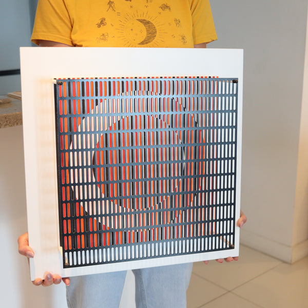 ANTONIO ASIS 2010 "Vibration Cercles Noir Orange Et Rouge" Op-Art Wall Sculpture
