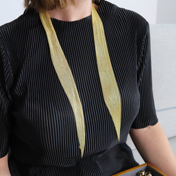 -Tiffany & Co. 1984 Elsa Peretti Draped Mesh Necklace in 18Kt Gold Vermeil On Silver