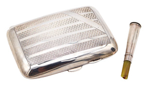 DEYKIN & HARRISON 1930 Mechanical Cigarette Case Set In Solid .925 Sterling Silver