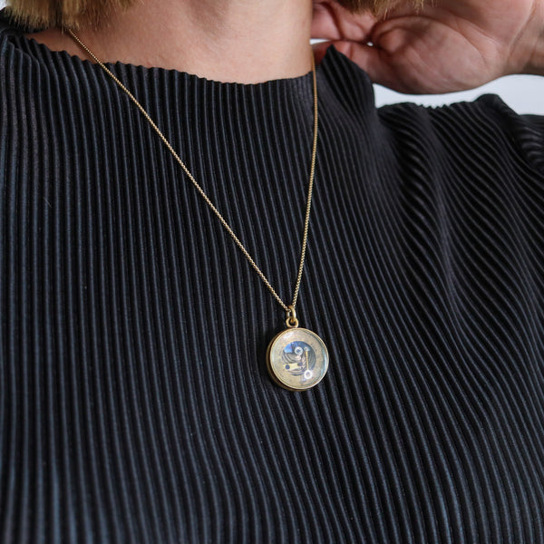 -England 1880 Victorian Barometer Pocket Pendant-Charm In 18Kt Yellow Gold