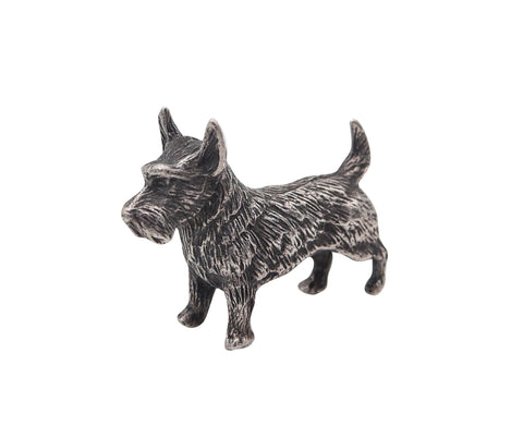 DOG MINIATURE 1970 Italian Figure Of A Dog In Solid Textured .925 Sterling Silver