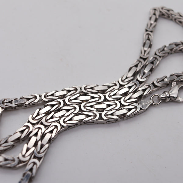 -Italy Byzantine Links Bold Chain Necklace In Solid 14Kt White Gold