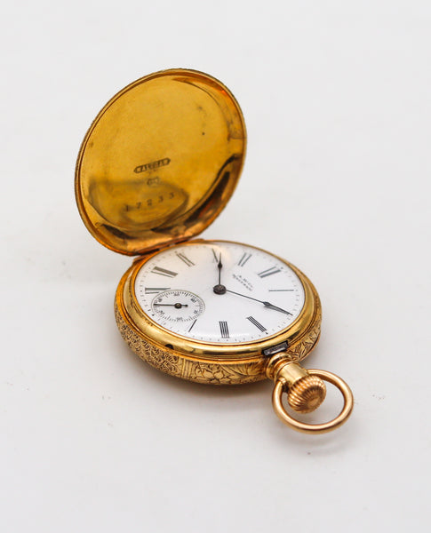 -Waltham 1886 Riverside Size 0s Hunting Pocket Watch In 18Kt Yellow Gold With Diamond
