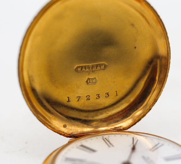 -Waltham 1886 Riverside Size 0s Hunting Pocket Watch In 18Kt Yellow Gold With Diamond