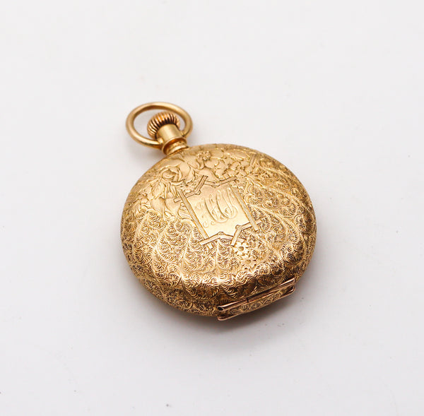 -Waltham 1886 Riverside Size 0s Hunting Pocket Watch In 18Kt Yellow Gold With Diamond