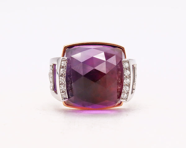 SALAVETTI Cocktail Ring In 18Kt White Gold With 23.51 Cts In Diamonds & Amethyst