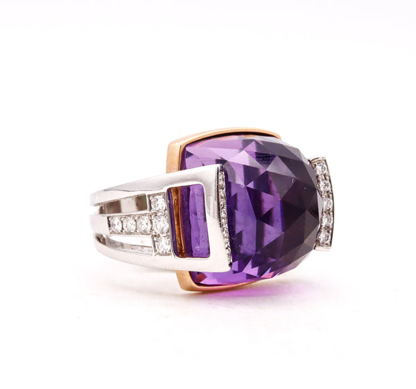 SALAVETTI Cocktail Ring In 18Kt White Gold With 23.51 Cts In Diamonds & Amethyst