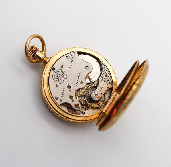 -Waltham 1886 Riverside Size 0s Hunting Pocket Watch In 18Kt Yellow Gold With Diamond