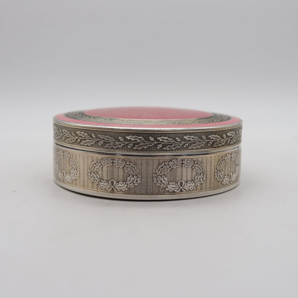 +Bardies-Faure Et Co. 1914 Paris Edwardian Guilloche Enameled Box In .950 Sterling Silver