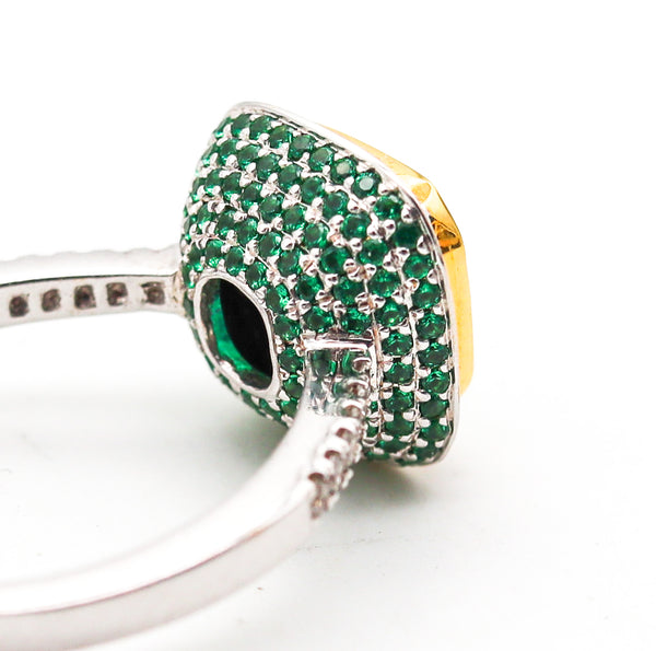 PICCHIOTTI Cocktail Ring In 18Kt Gold With 4.05 Ctw in Emeralds and Diamonds