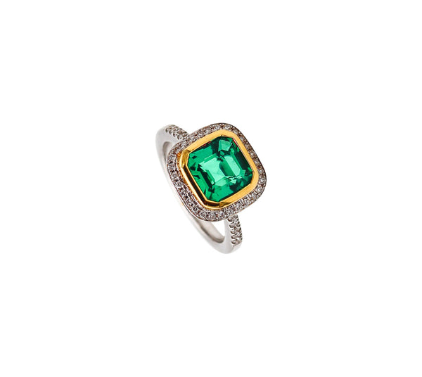 PICCHIOTTI Cocktail Ring In 18Kt Gold With 4.05 Ctw in Emeralds and Diamonds