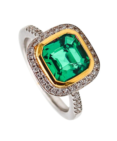 -PICCHIOTTI Cocktail Ring In 18Kt Gold With 4.77 Ctw in Emeralds And Diamonds