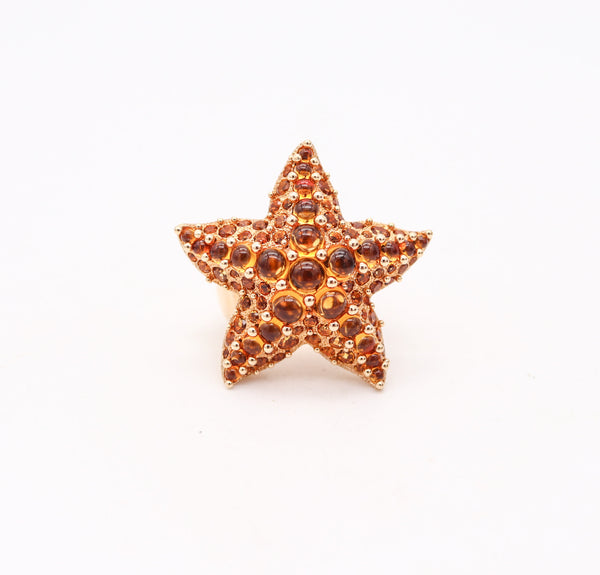 POMELLATO Milan Starfish Cocktail Ring In 18Kt Yellow Gold With 11.13 Ctw Citrines
