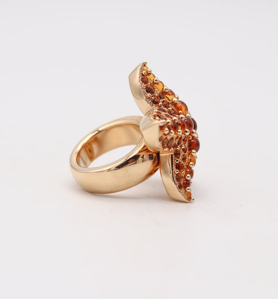 POMELLATO Milan Starfish Cocktail Ring In 18Kt Yellow Gold With 11.13 Ctw Citrines