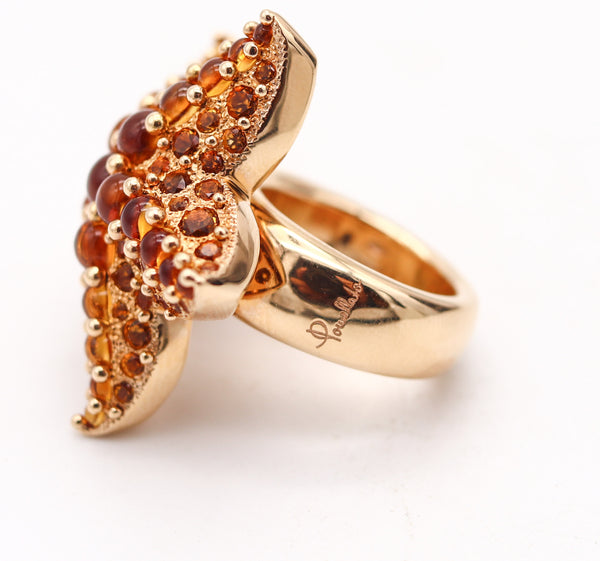 POMELLATO Milan Starfish Cocktail Ring In 18Kt Yellow Gold With 11.13 Ctw Citrines