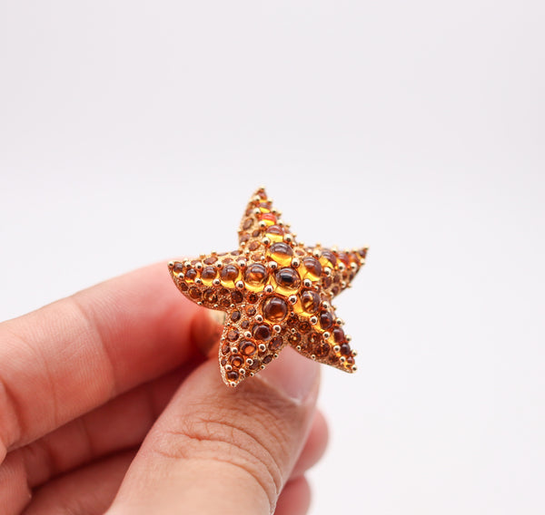 POMELLATO Milan Starfish Cocktail Ring In 18Kt Yellow Gold With 11.13 Ctw Citrines