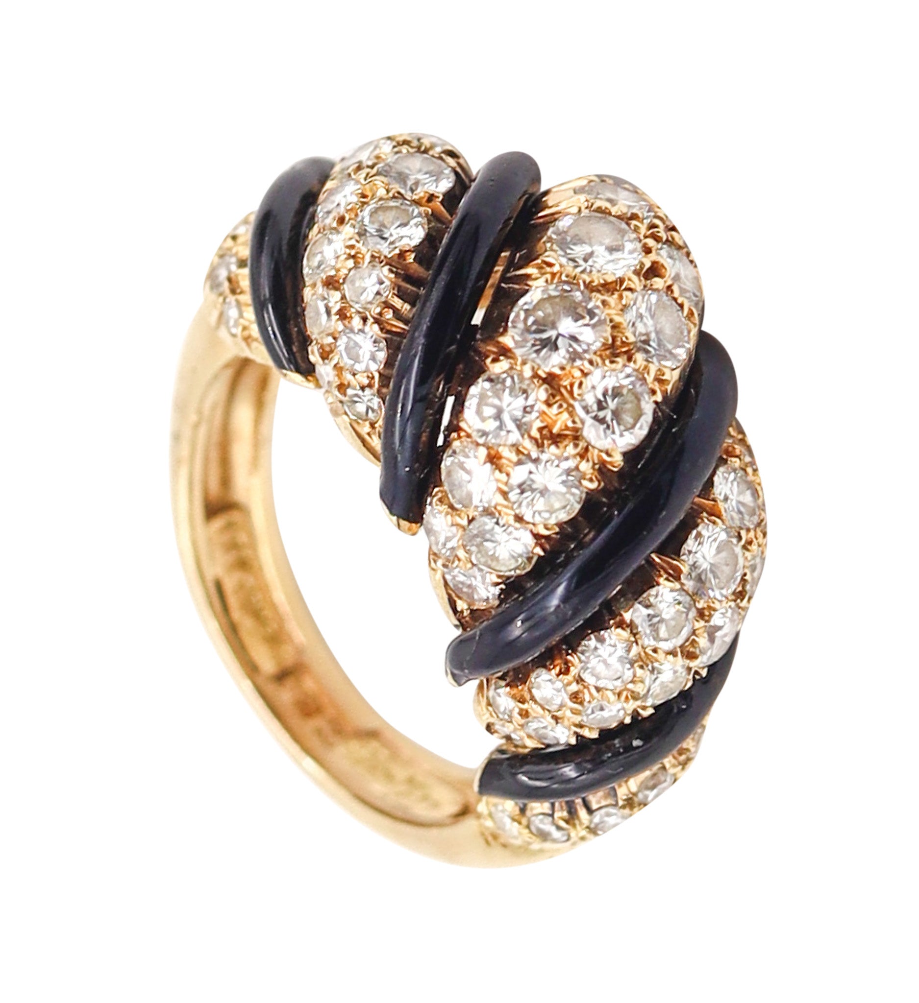 CHRISTIAN DIOR By Cipullo 1970 Paris Cocktail Ring 18Kt Gold With 4.08 Ctw Diamonds