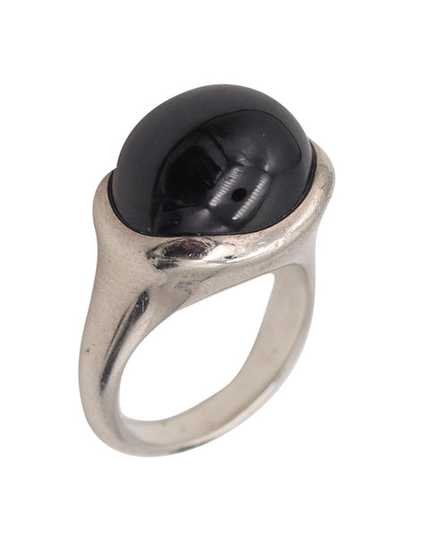 -Tiffany Co. Elsa Peretti Sculptural Ring in .925 Sterling Silver With 15.80 Cts Black Jade