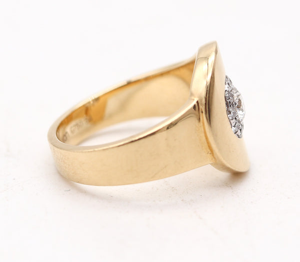 DINH VAN Paris 1990 Menottes Ring In Solid 18Kt Yellow Gold With VVS Diamonds