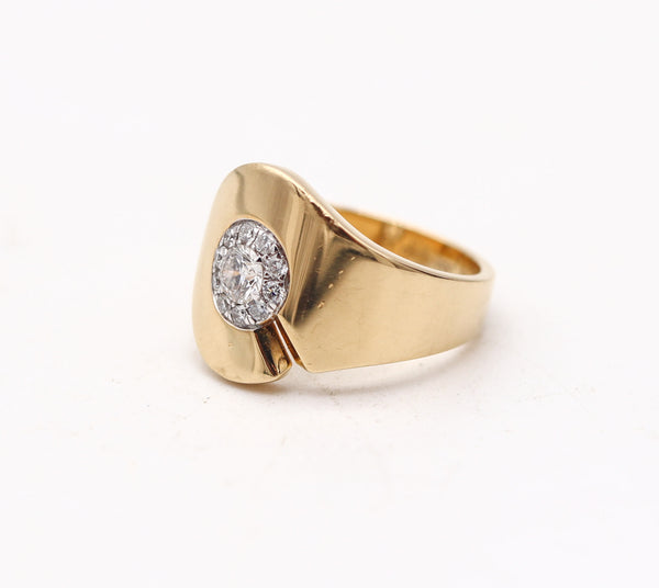 DINH VAN Paris 1990 Menottes Ring In Solid 18Kt Yellow Gold With VVS Diamonds