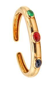 -David Webb Cuff Bracelet In 18kt Yellow Gold With 6.07 Cts In Color Gemstones