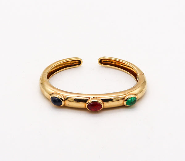 -David Webb Cuff Bracelet In 18kt Yellow Gold With 6.07 Cts In Color Gemstones