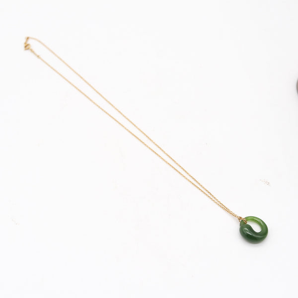 TIFFANY & CO. 1980 Elsa Peretti Nephrite Jade Eternal Circle Necklace In 18Kt Gold