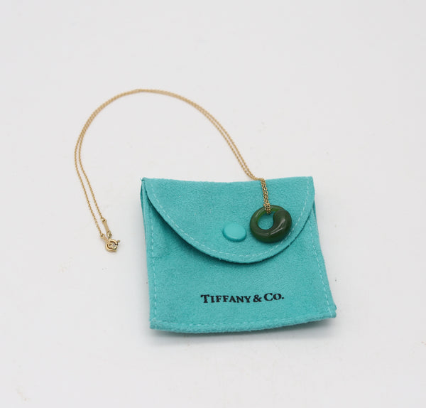 TIFFANY & CO. 1980 Elsa Peretti Nephrite Jade Eternal Circle Necklace In 18Kt Gold