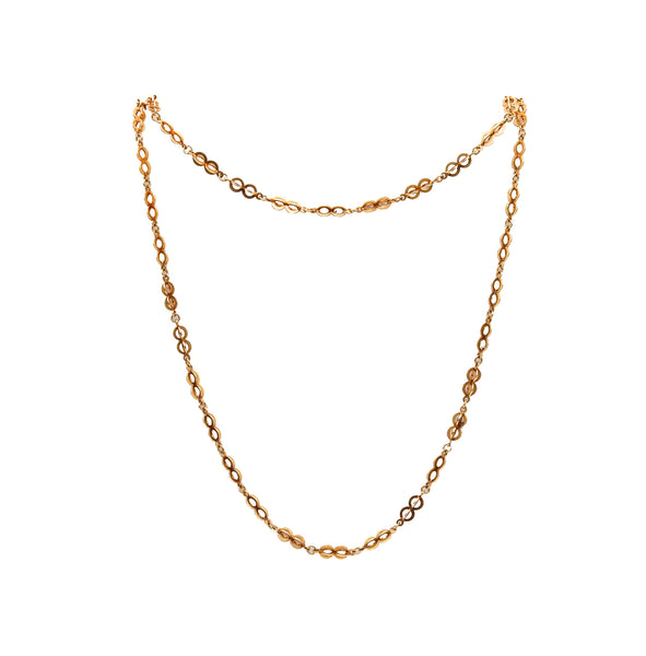 -Art Deco 1925 European Geometric Long Chain In Solid 18Kt Yellow Gold
