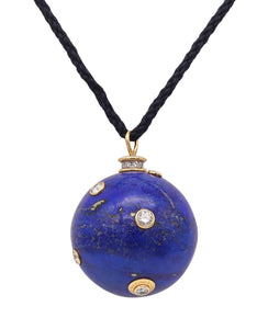 TIFFANY 1980 Paloma Picasso Lapis Necklace Pendant 18Kt Gold Diamonds