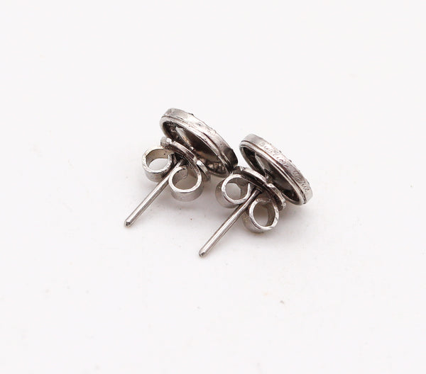 CARTIER Paris 1900 Edwardian Earrings Studs In Platinum With Diamonds and Onyx