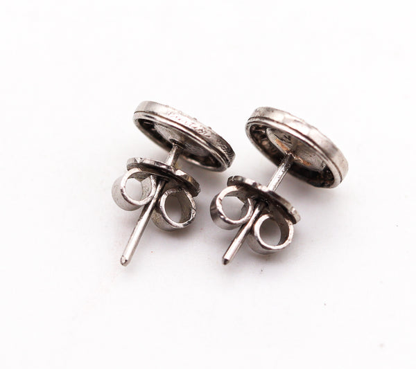 CARTIER Paris 1900 Edwardian Earrings Studs In Platinum With Diamonds and Onyx