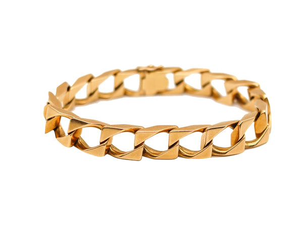 -Cartier Paris 1970 Statement Geometric Bracelet In Solid 18Kt Yellow Gold