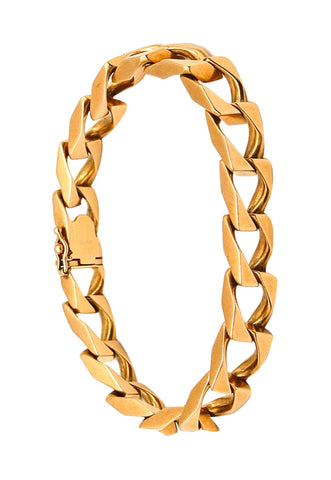 -Cartier Paris 1970 Statement Geometric Bracelet In Solid 18Kt Yellow Gold