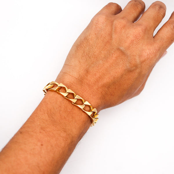 -Cartier Paris 1970 Statement Geometric Bracelet In Solid 18Kt Yellow Gold