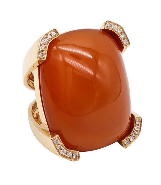 -Guy Henry Cocktail Ring In 18Kt Yellow Gold With 85.89 Ctw In Moonstone And Diamonds