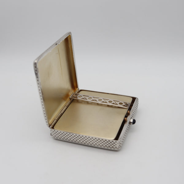 -Alfred Dunhill 1928 Art Deco Pocket-Desk Tripled Fold Box In .925 Sterling Silver