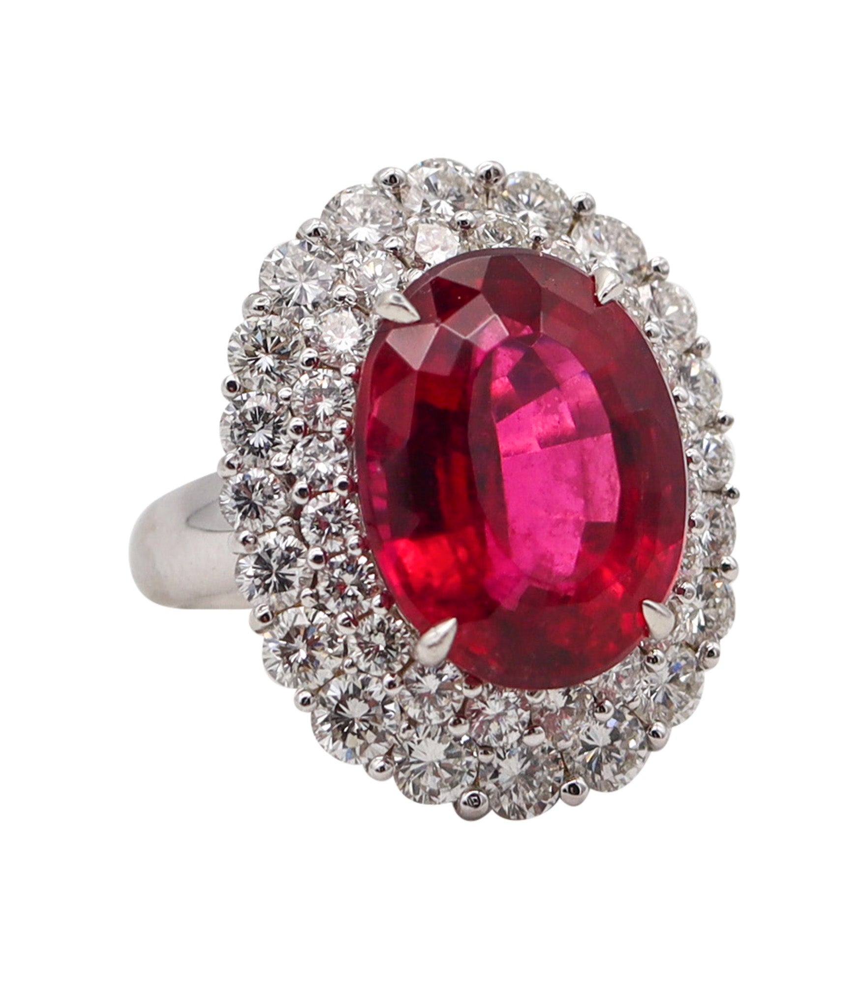 SABBADINI Milano Cocktail Ring In Platinum With 15.32 Ctw in Diamonds And Rubellite