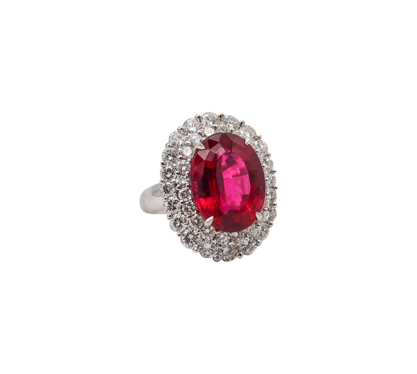 SABBADINI Milano Cocktail Ring In Platinum With 15.32 Ctw in Diamonds And Rubellite