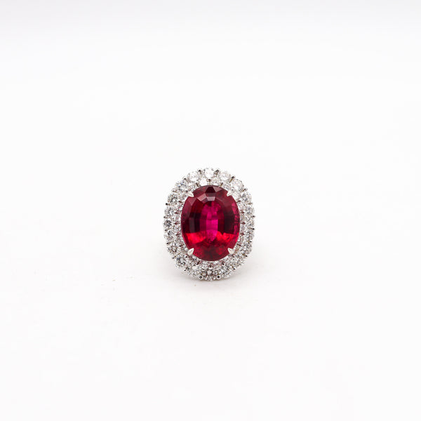 SABBADINI Milano Cocktail Ring In Platinum With 15.32 Ctw in Diamonds And Rubellite