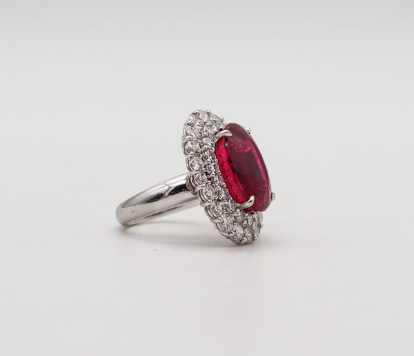 SABBADINI Milano Cocktail Ring In Platinum With 15.32 Ctw in Diamonds And Rubellite