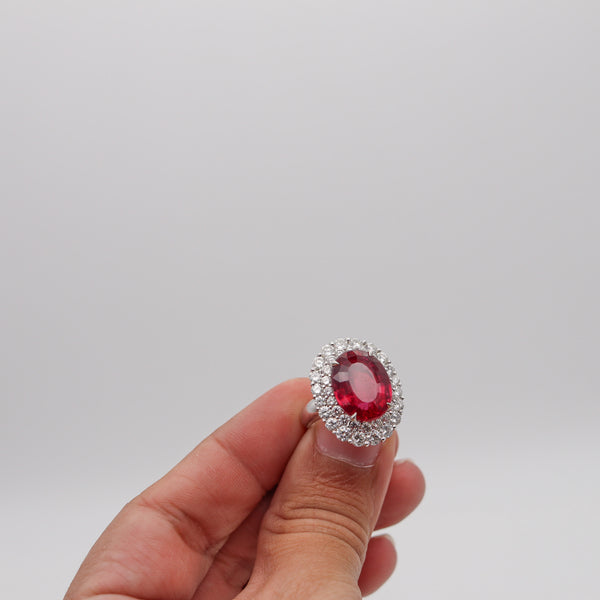 SABBADINI Milano Cocktail Ring In Platinum With 15.32 Ctw in Diamonds And Rubellite