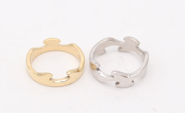 GEORG JENSEN 1970 Denmark By Nina Koppel Fusion Puzzle Duo Rings In 18Kt Gold